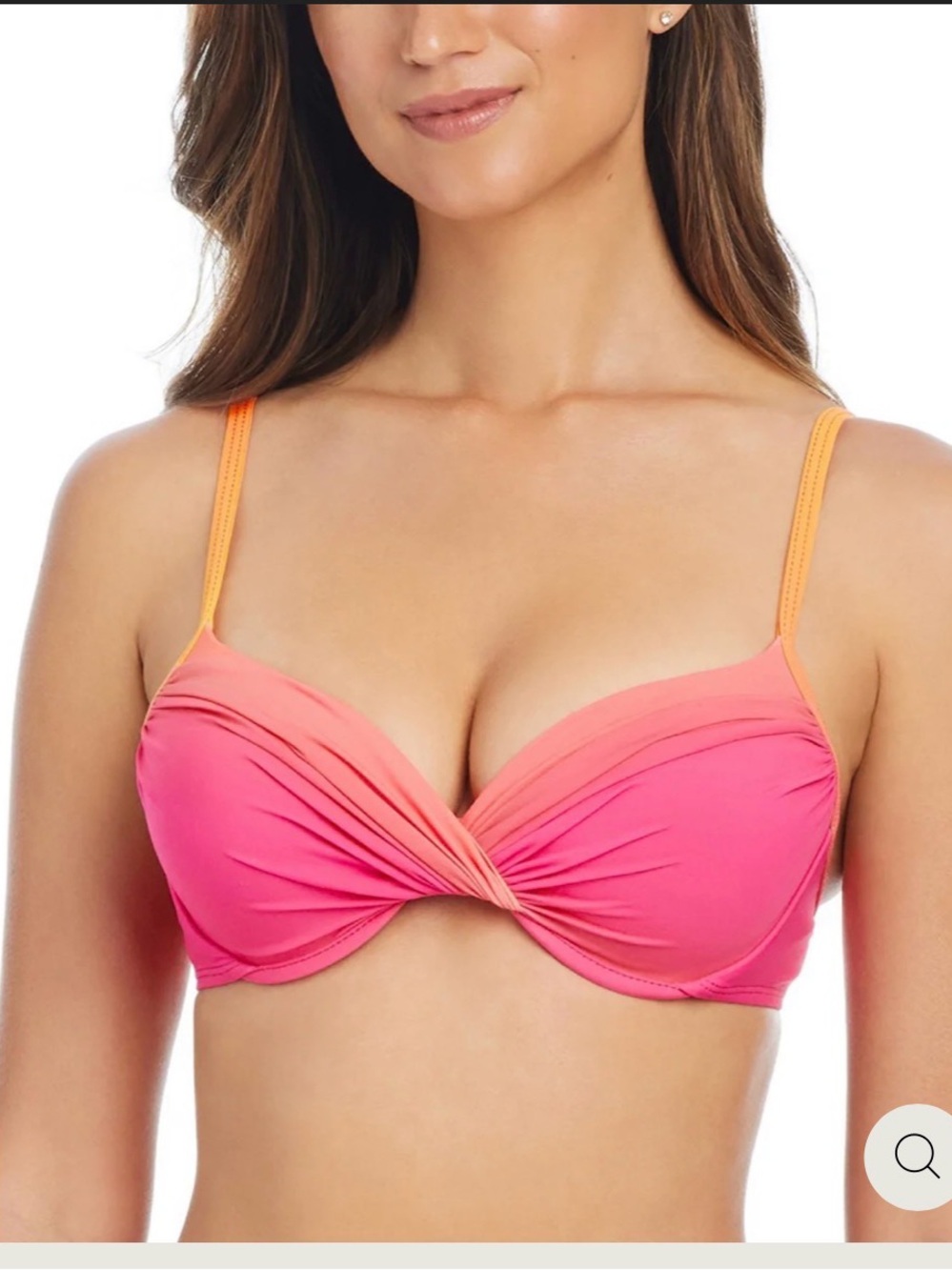 Bleu Rod Beattie Pink and Orange Twist Bikini Top